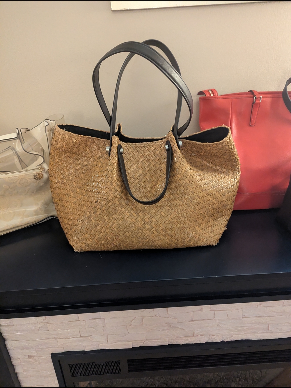 All Saints Allington Woven Straw Tote with Dark Handles - Picture 2 of 16